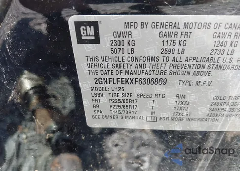 2015 Chevrolet Equinox 1Lt from USA, damaged, VIN 2GNFLFEKXF6306869